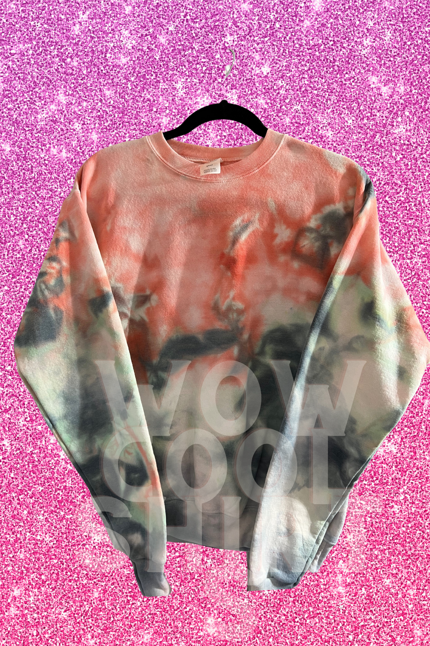 ORANGE BLACKGREEN ICE DYE T SHIRT AND SWEATSHIRT