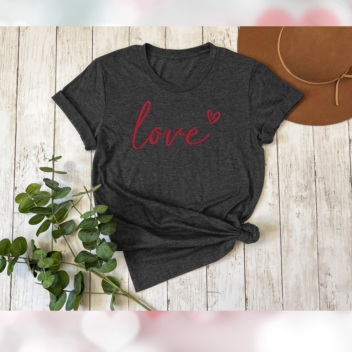 LOVE HEART EMBROIDERED T SHIRT
