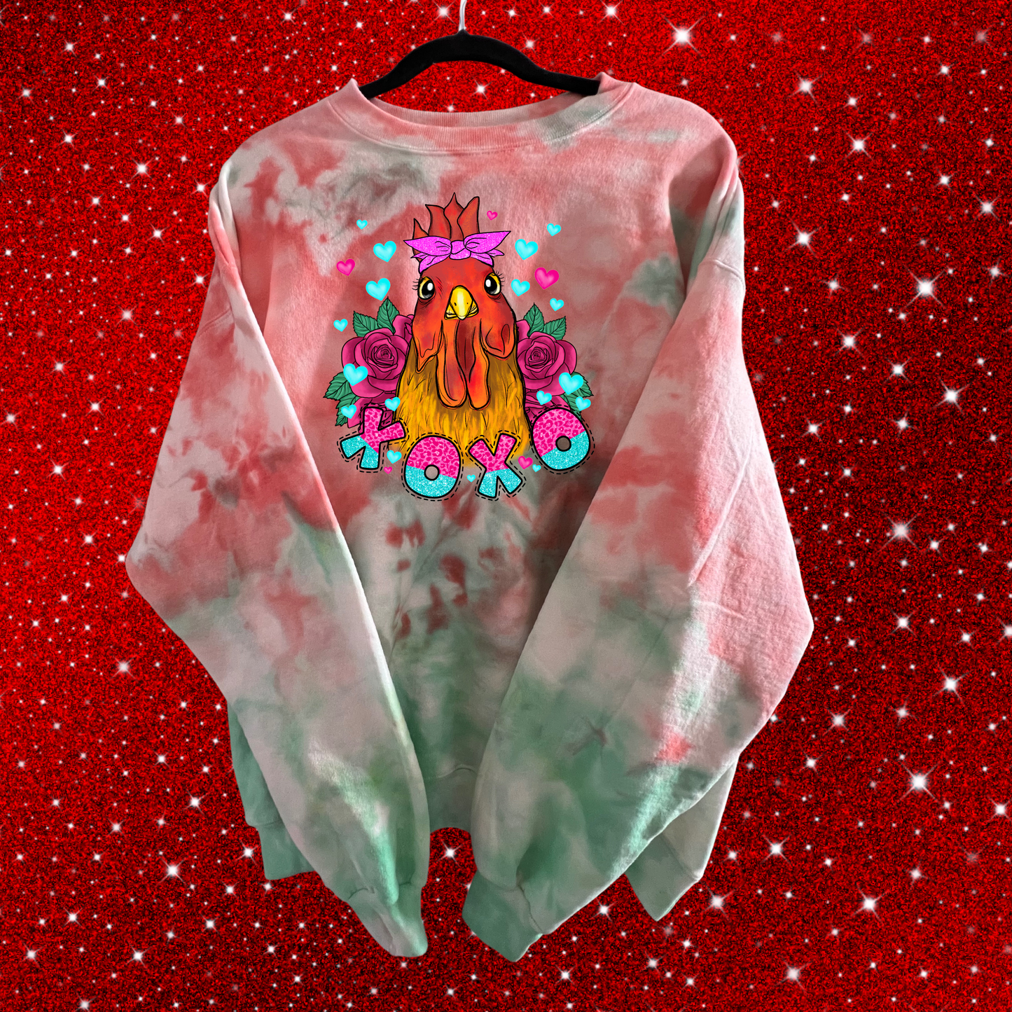 VALENTINE TIE DYE ROOTER SHIRT & SWEATSHIRT