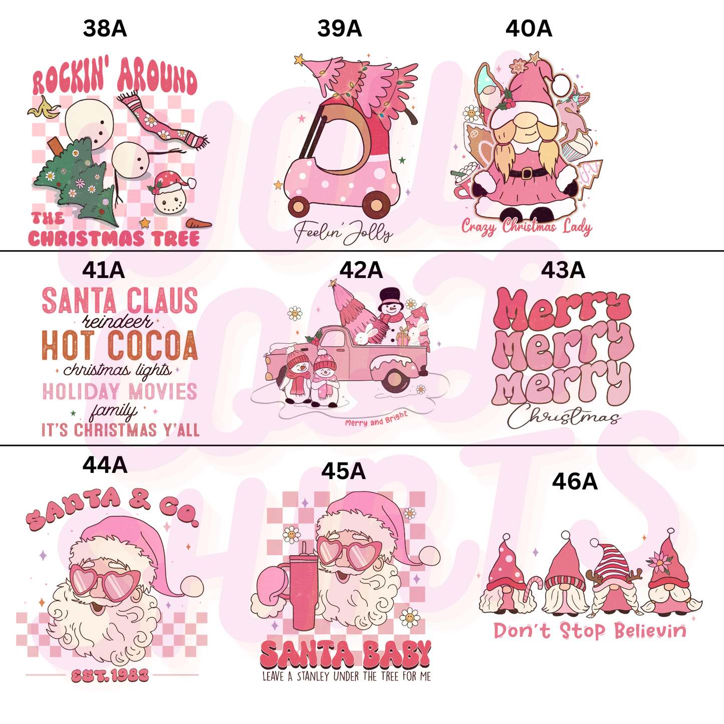 CHRISTMAS DESIGNS CHOOSE YOUR DTF TRANSFER TO GO WITH YOUR SHIRT AND SWEATSHIRTS
