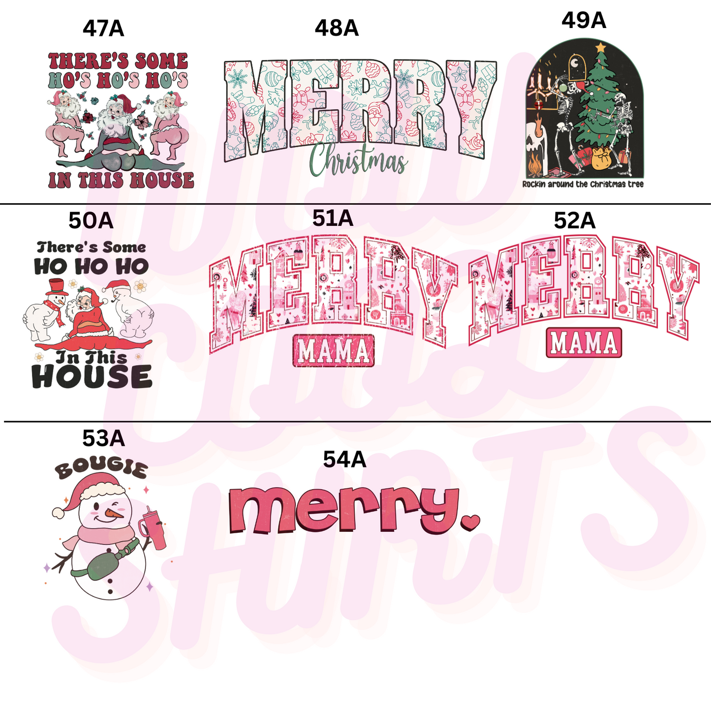 CHRISTMAS DESIGNS CHOOSE YOUR DTF TRANSFER TO GO WITH YOUR SHIRT AND SWEATSHIRTS
