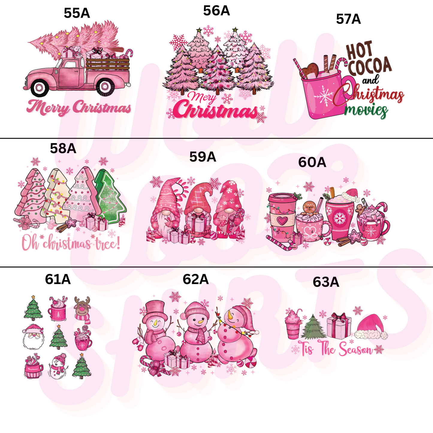 CHRISTMAS DESIGNS CHOOSE YOUR DTF TRANSFER TO GO WITH YOUR SHIRT AND SWEATSHIRTS