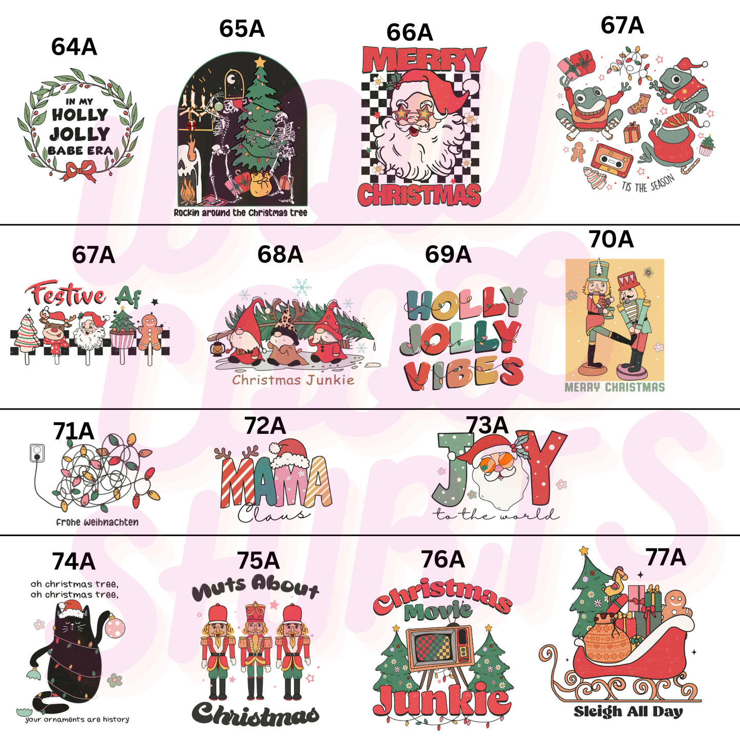 CHRISTMAS DESIGNS CHOOSE YOUR DTF TRANSFER TO GO WITH YOUR SHIRT AND SWEATSHIRTS