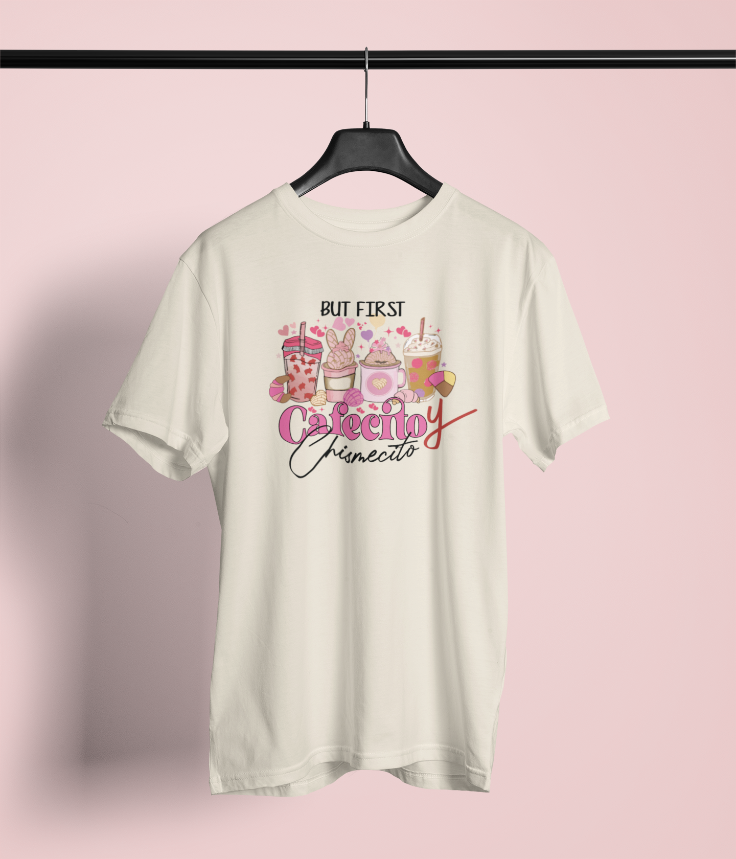 BUT FIRST CAFECITO Y CHISMECITO GRAPHIC TEE SHIRT