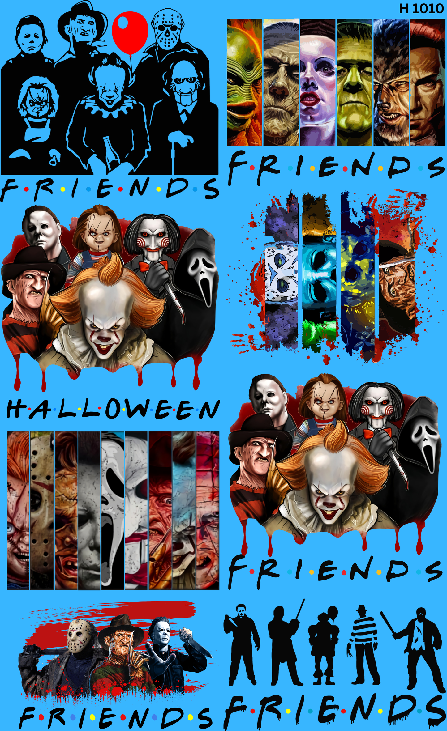 Gang Sheet DTF Halloween Cute Mix | Highland Cow, Ghost, Pumpkin & Pink October | 22x36"