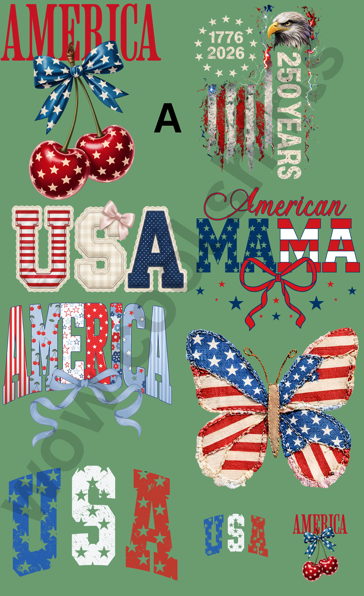 Americana & Patriotic (4th of july) DTF Gang Sheet – 22" x 36"