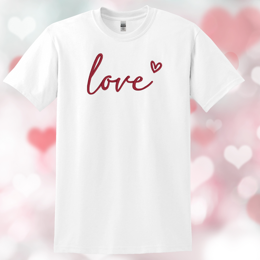 LOVE HEART EMBROIDERED T SHIRT