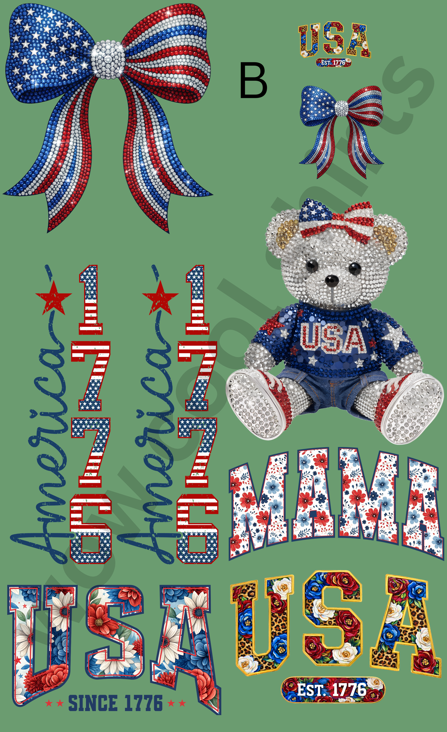 Americana & Patriotic (4th of july) DTF Gang Sheet – 22" x 36"