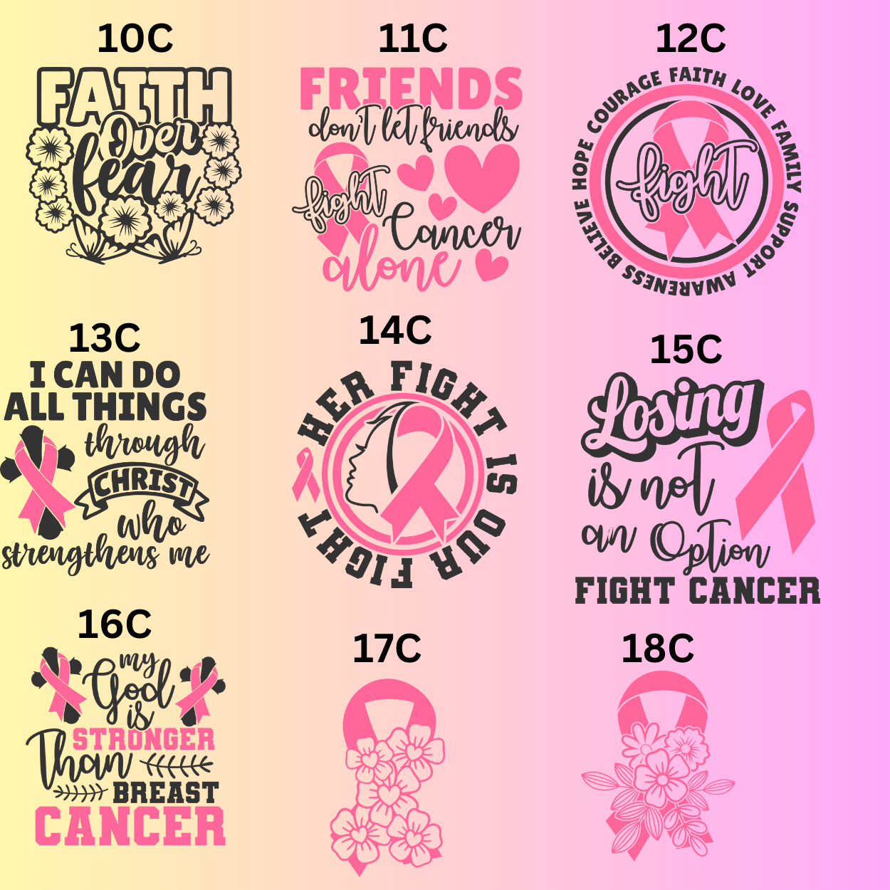 CANCER AWARENESS DESIGNS CHOOSE YOUR DTF TRANSFER TO GO WITH YOUR SHIRT AND SWEATSHIRTS