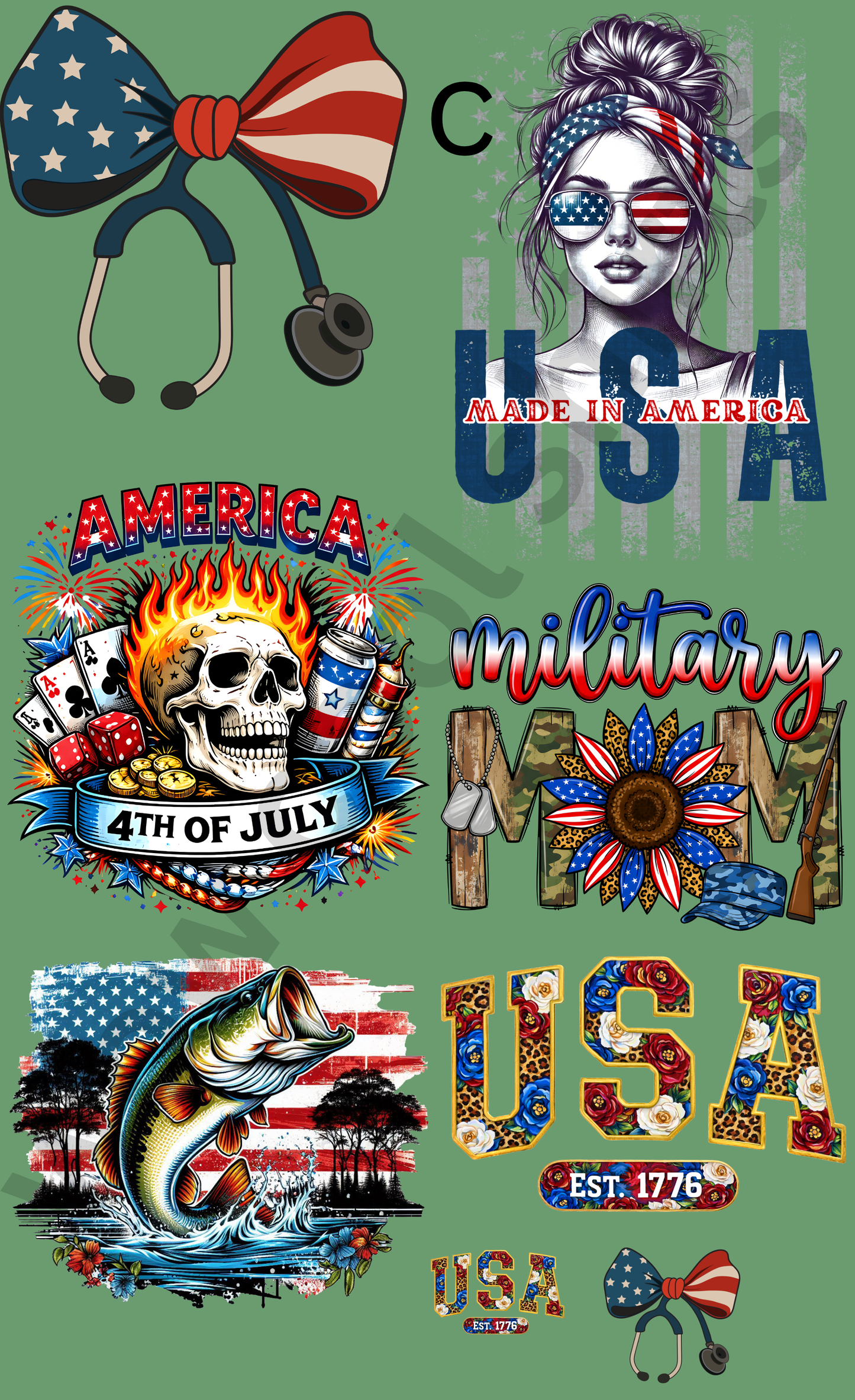 Americana & Patriotic (4th of july) DTF Gang Sheet – 22" x 36"