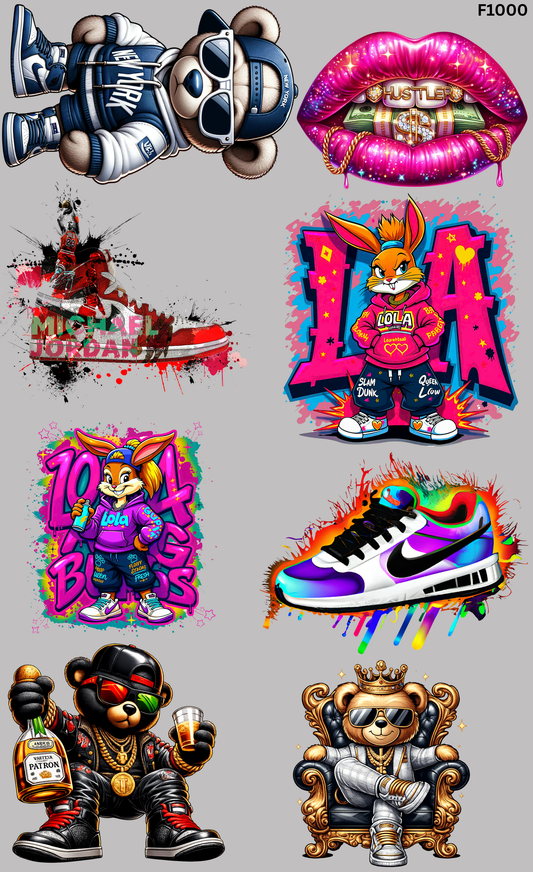 Yarda DTF Premium Urban Street Collection – Osos, Sneakers, Graffiti & Hip Hop | Diseños Listos para Planchar