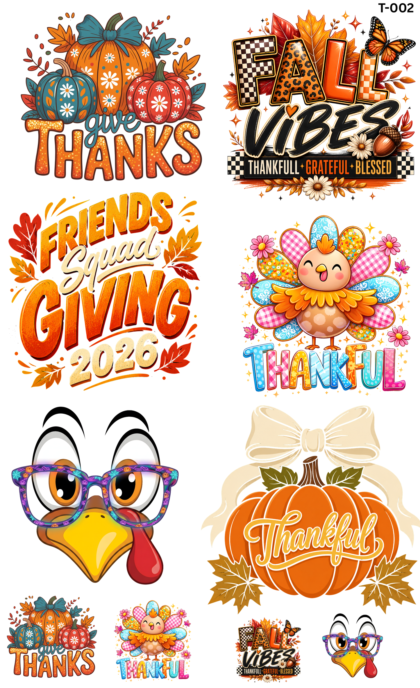 Thanksgiving DTF Transfer Gang Sheet by the Yard | Premium Ready to Press – Fall Collection 2026