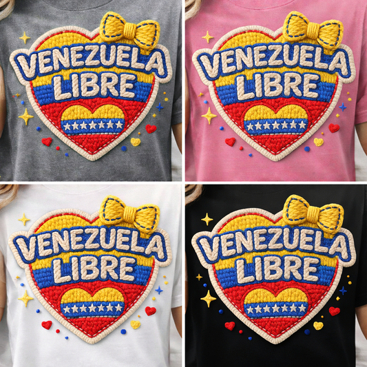 🖤🤍 Venezuela Libre – Faux Embroidery Design 🤍🖤