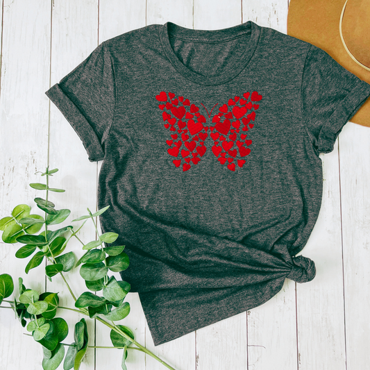 VALENTINE'S EMBROIDERED BUTTERFLY HEART SHIRT